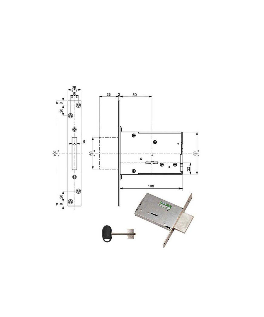 SERRATURA INFILARE FERRO KA          40704 MOTTURA