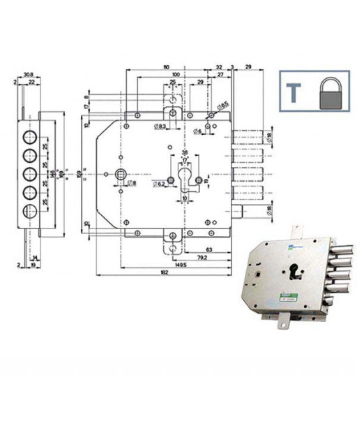 SERRATURA SIC.TRIPLICE DX SCROCCO    85555 MOTTURA