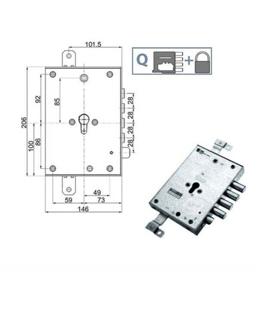 SERRATURA SIC.TRIPLICE DX            89371 MOTTURA