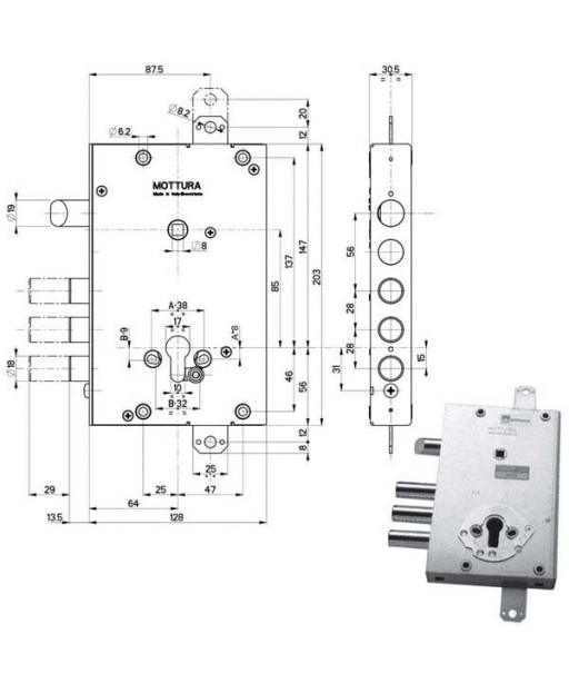 SERRATURA SIC.TRIPLICE DX            89451 MOTTURA