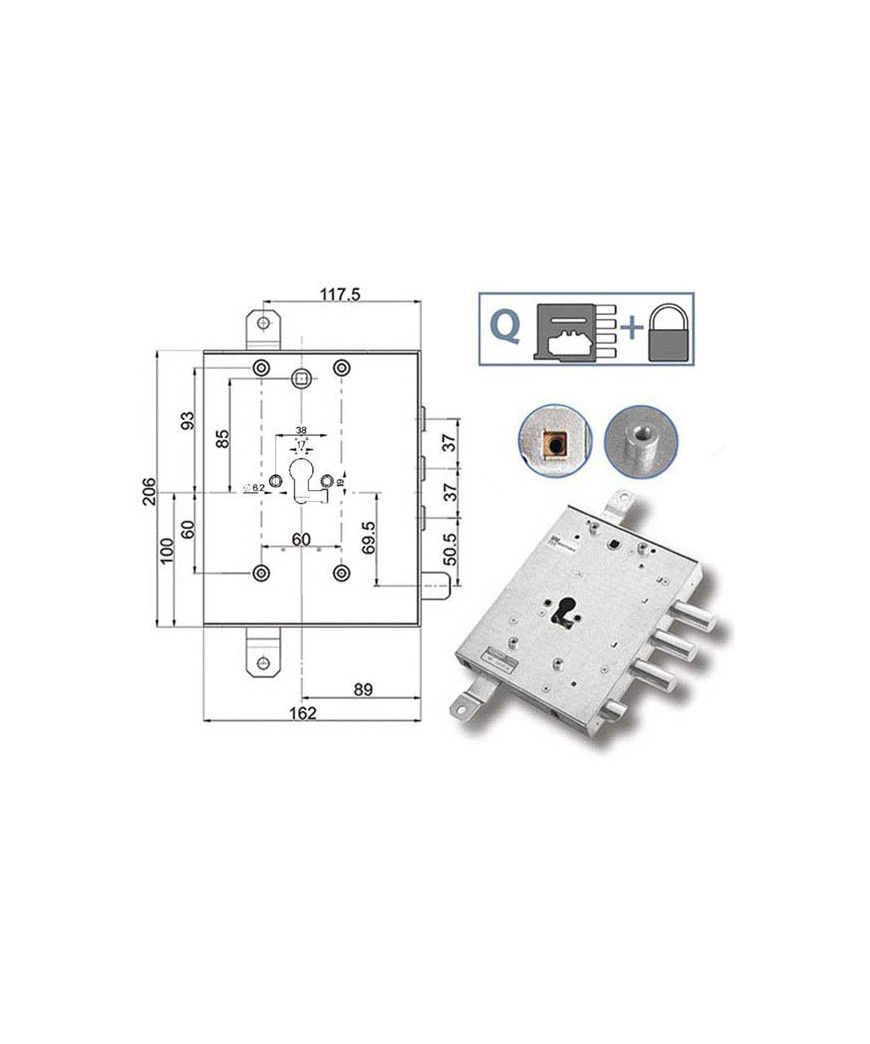 SERRATURA SIC.TRIPLICE DX            89457 MOTTURA