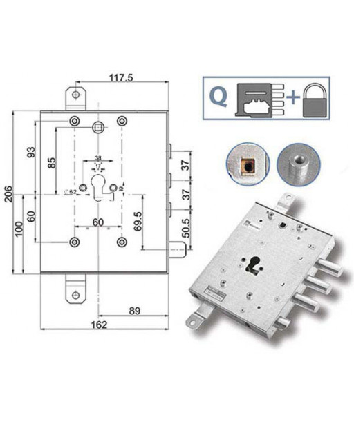 SERRATURA SIC.TRIPLICE DX            89457 MOTTURA