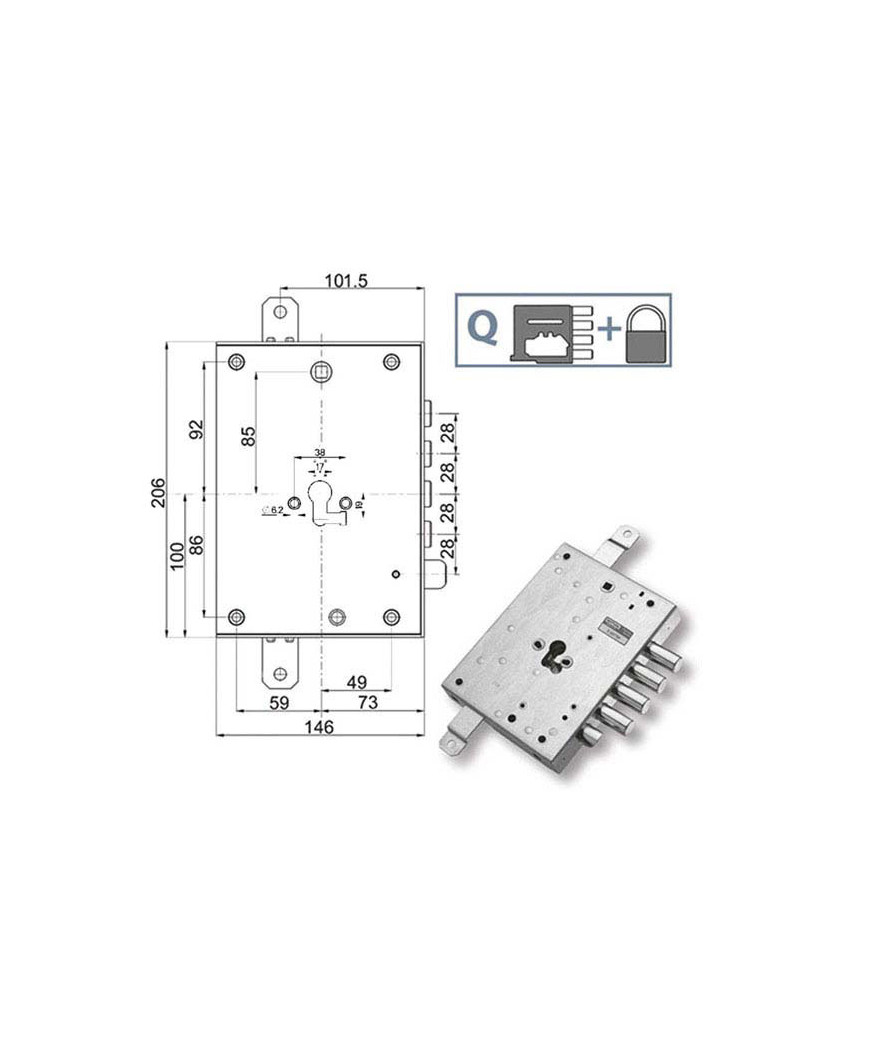 SERRATURA SIC.TRIPLICE DX            89845 MOTTURA