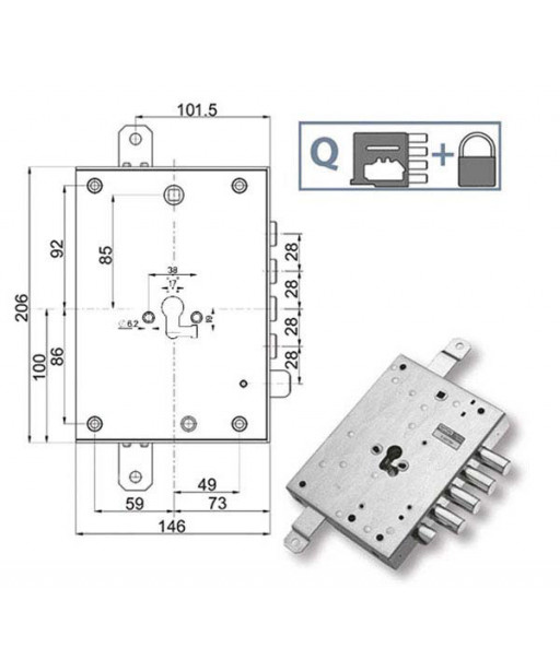 SERRATURA SIC.TRIPLICE DX            89845 MOTTURA