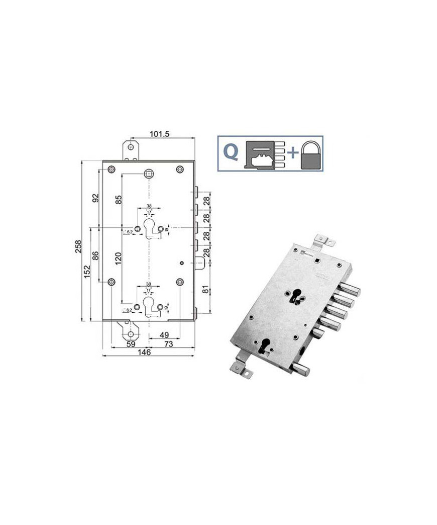 SERRATURA SIC.TRIPLICE DX            89845 MOTTURA