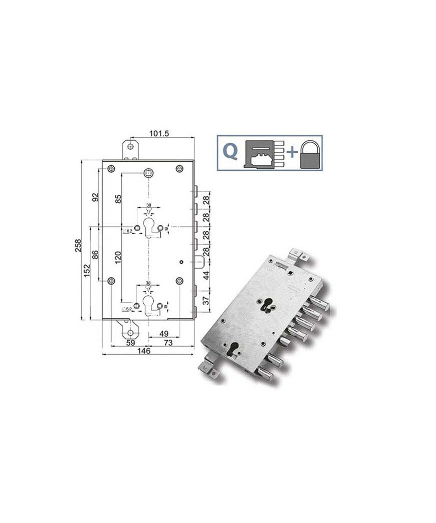 SERRATURA SIC.TRIPLICE DX            89845 MOTTURA