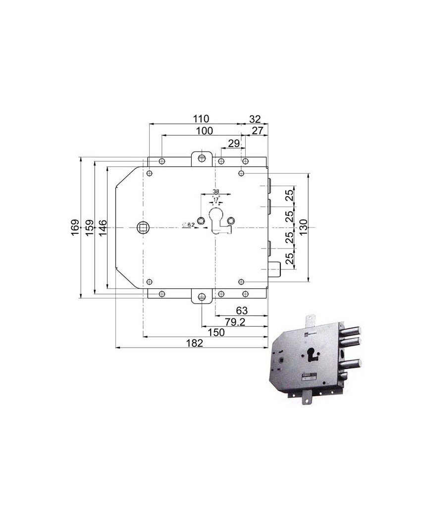 SERRATURA SIC.TRIPLICE DX            89855 MOTTURA