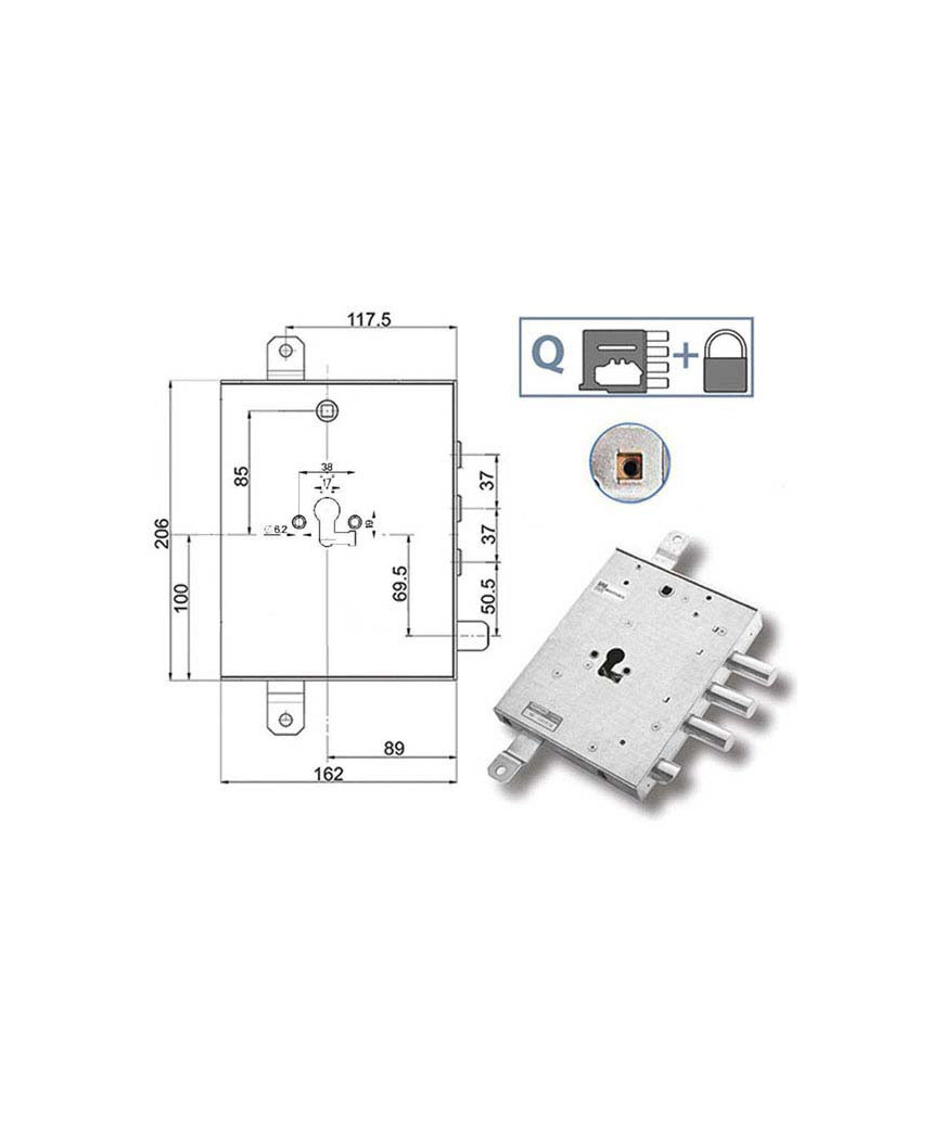 SERRATURA SIC.TRIPLICE DX            89857 MOTTURA