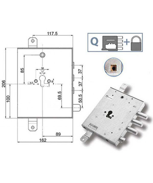 SERRATURA SIC.TRIPLICE DX            89857 MOTTURA