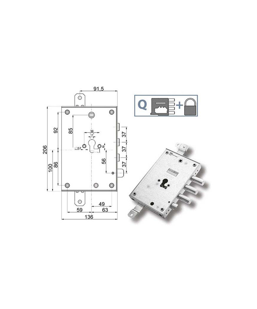 SERRATURA SIC.TRIPLICE DX            89857 MOTTURA