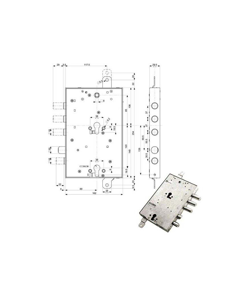 SERRATURA SIC.TRIPLICE DX            89859 MOTTURA