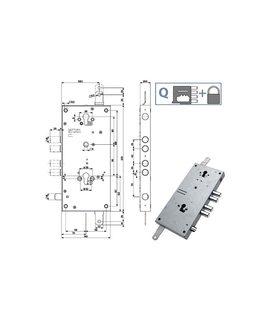 SERRATURA SIC.TRIPLICE               898T1 MOTTURA