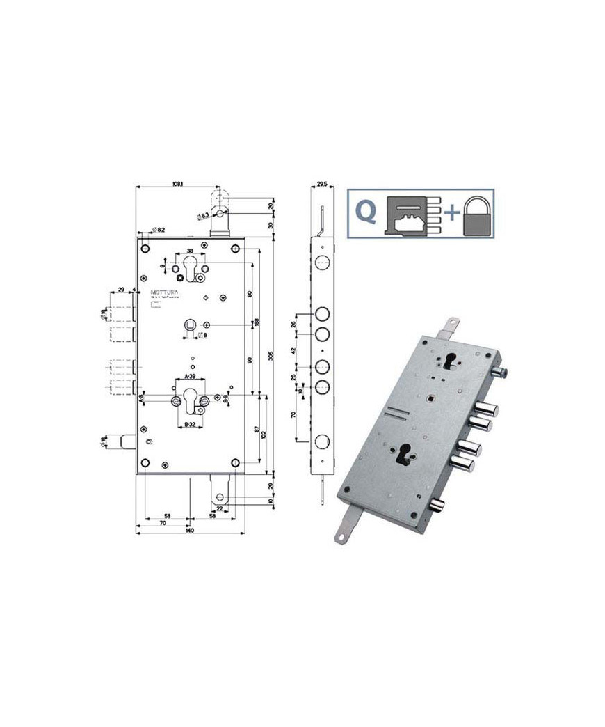 SERRATURA SIC.TRIPLICE               898T1 MOTTURA