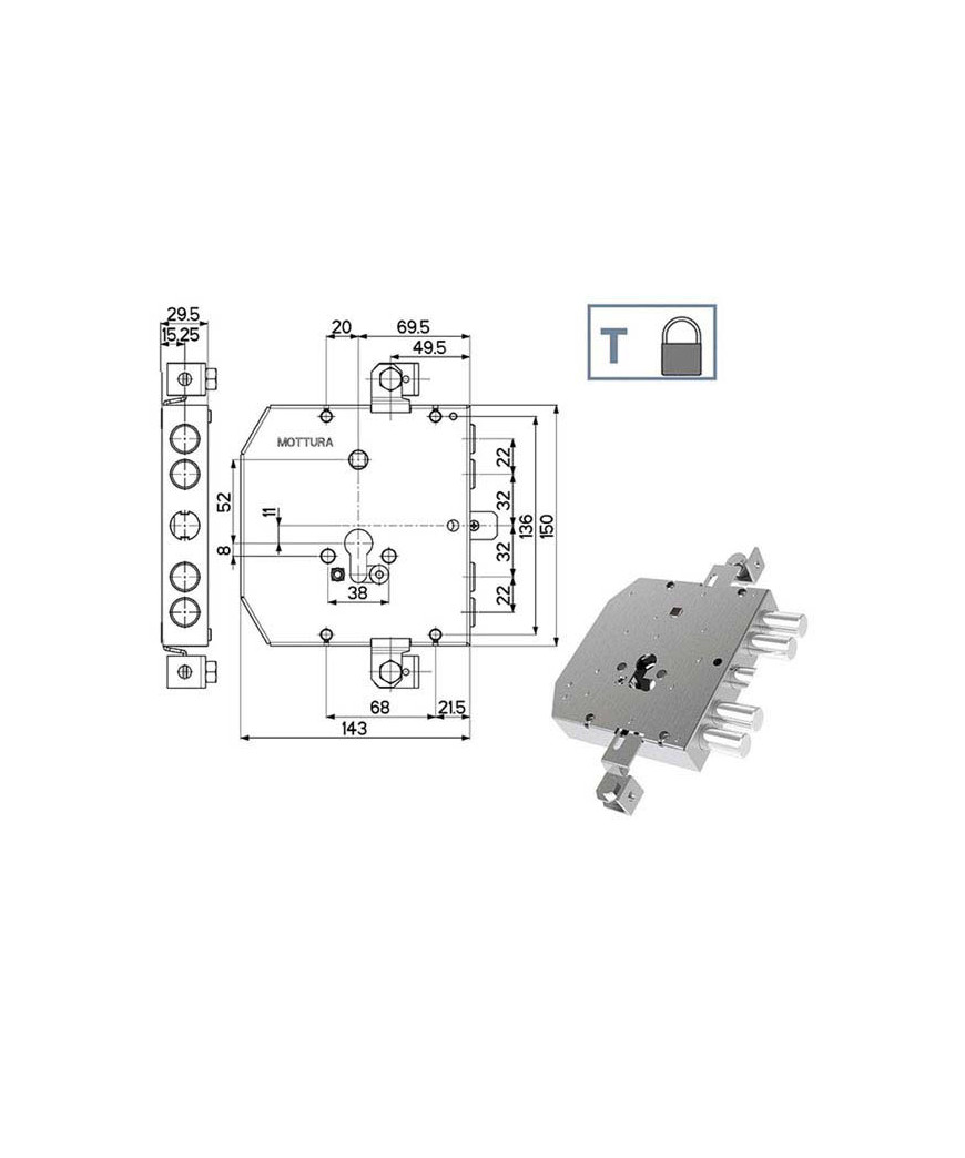 SERRATURA SIC.TRIPLICE               89E30 MOTTURA