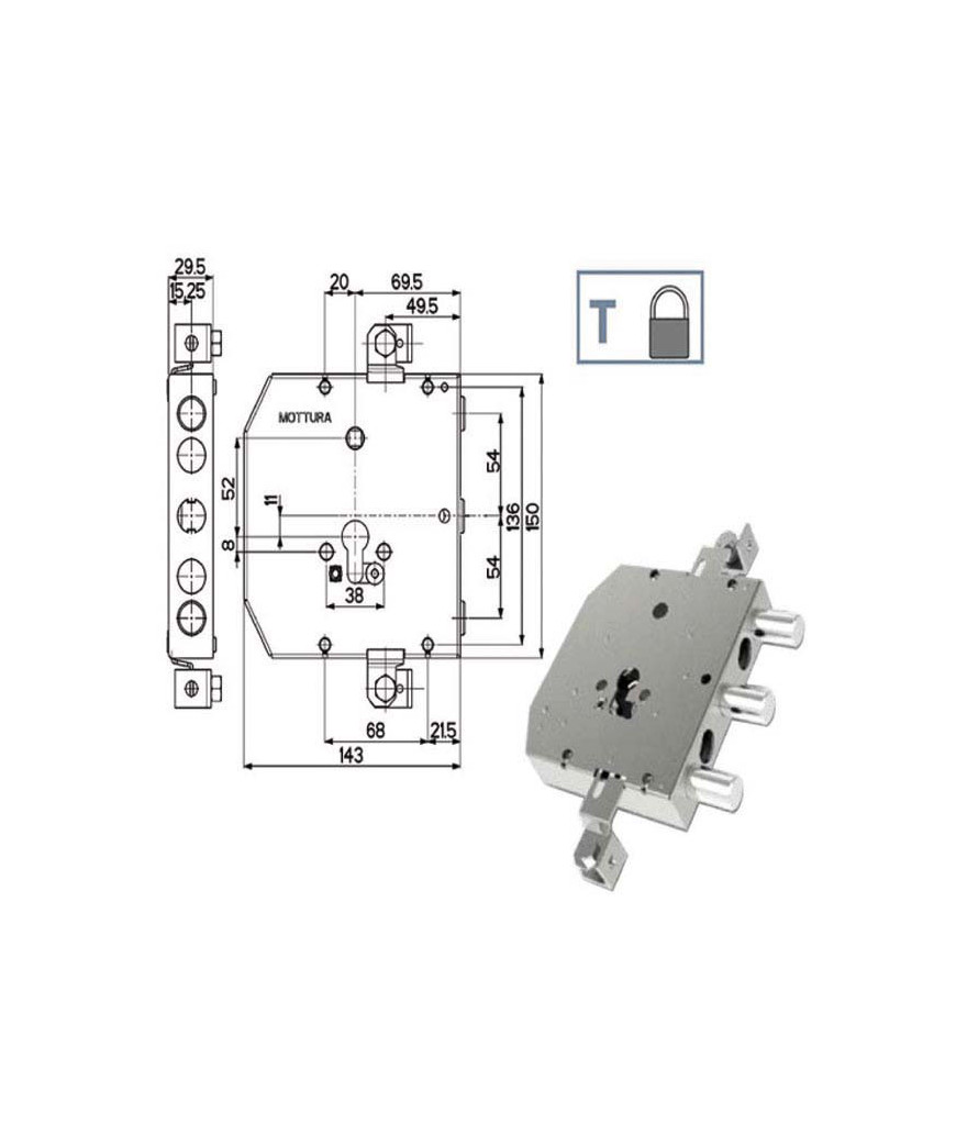 SERRATURA SIC.TRIPLICE               89E30 MOTTURA