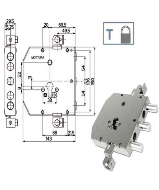 SERRATURA SIC.TRIPLICE               89E30 MOTTURA