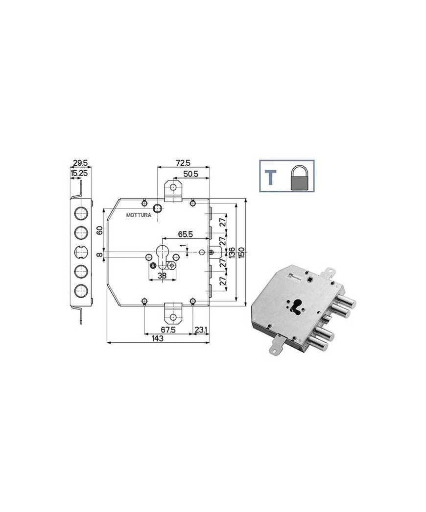 SERRATURA SIC.TRIPLICE               89E31 MOTTURA