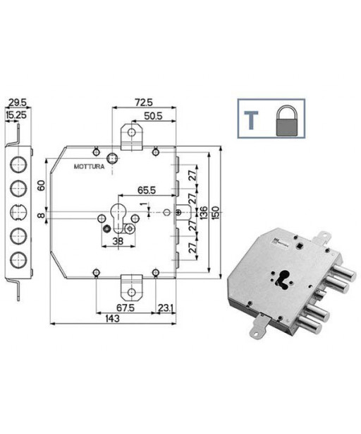 SERRATURA SIC.TRIPLICE               89E31 MOTTURA