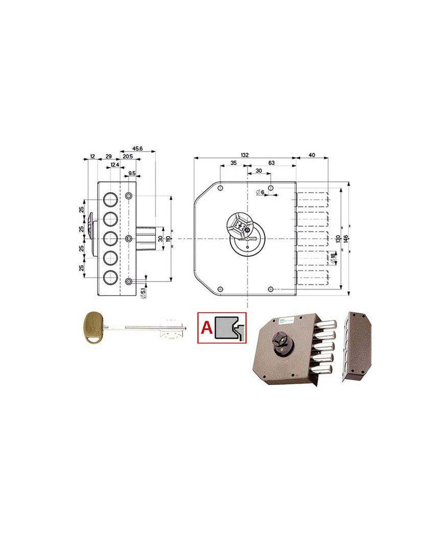 SERRATURA SIC.SEMPLICE DX DM         20500 MOTTURA