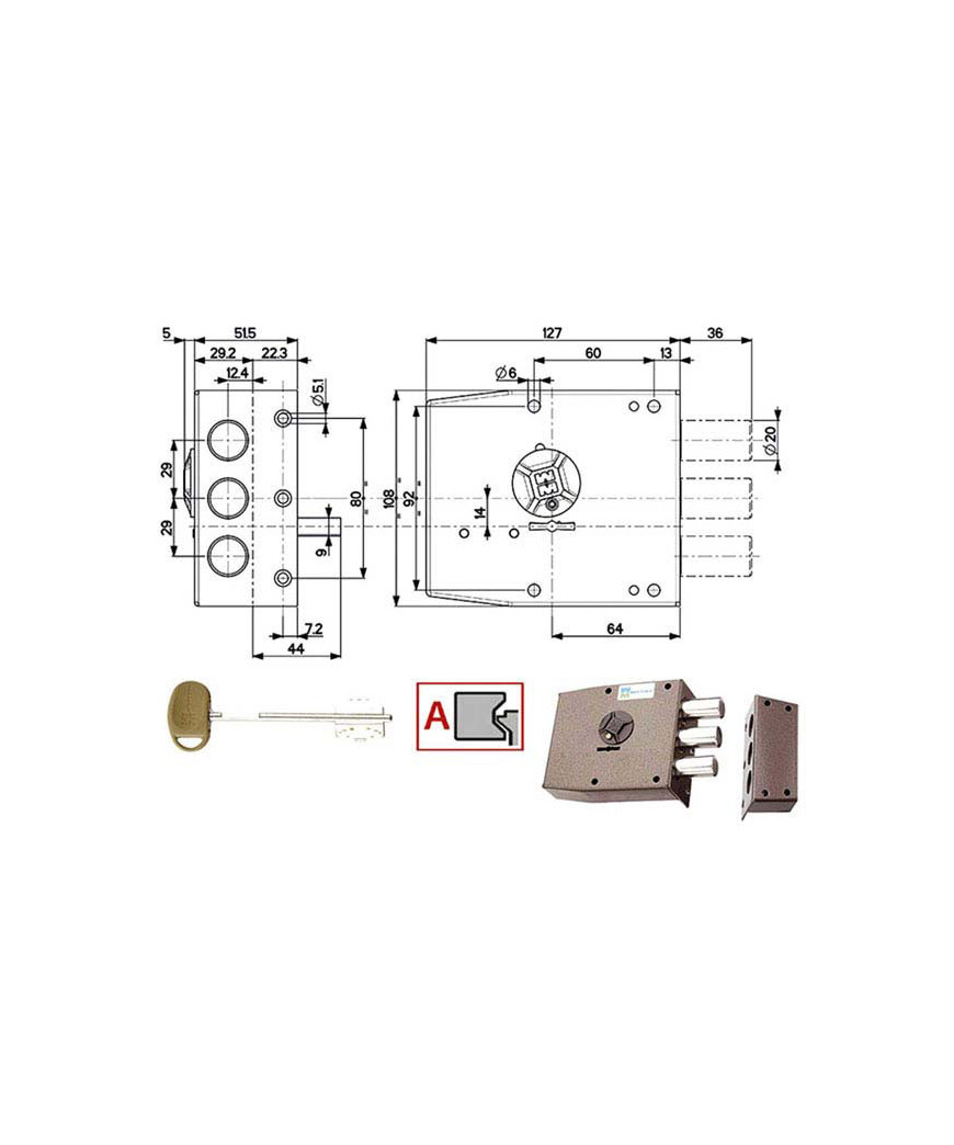 SERRATURA SIC.SEMPLICE DX DM         20501 MOTTURA