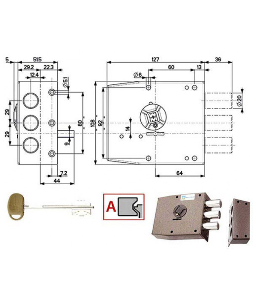 SERRATURA SIC.SEMPLICE SX DM         20501 MOTTURA