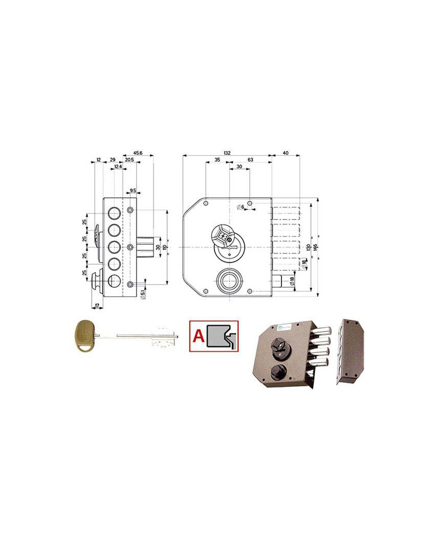 SERRATURA SIC.SEMPLICE DX DM         20510 MOTTURA