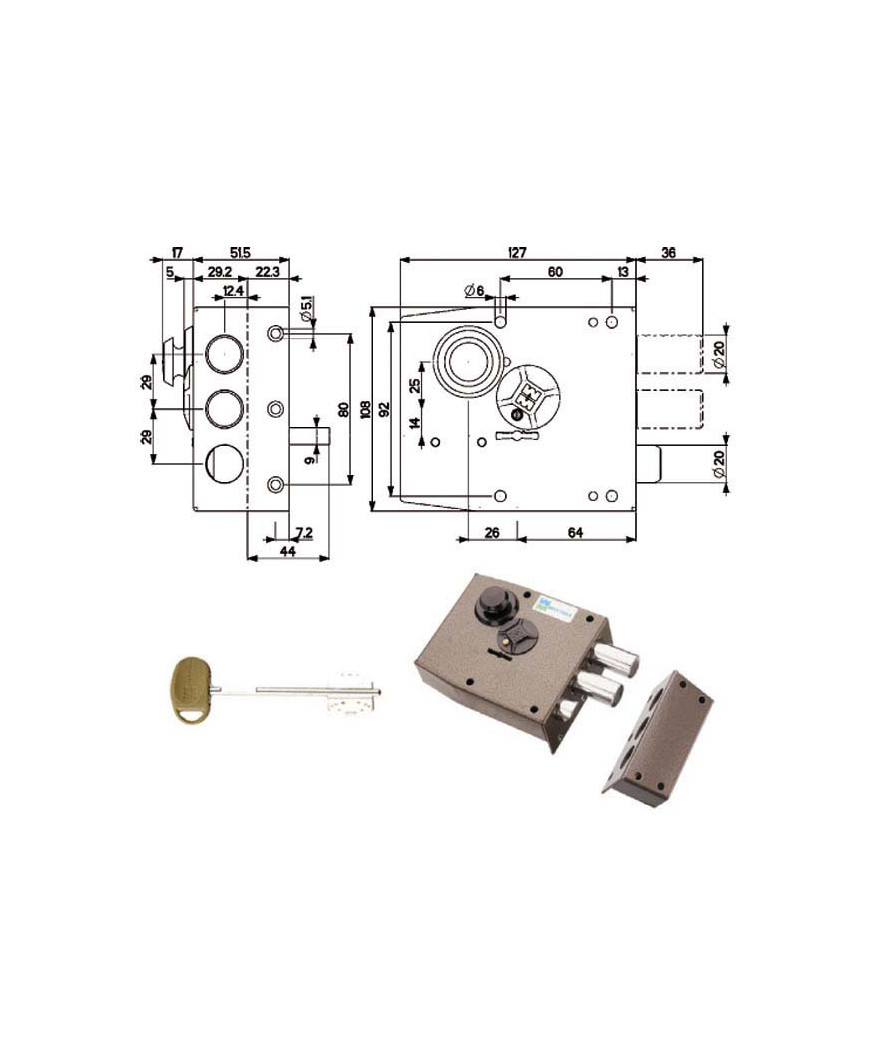 SERRATURA SIC.SEMPLICE DX DM         20511 MOTTURA