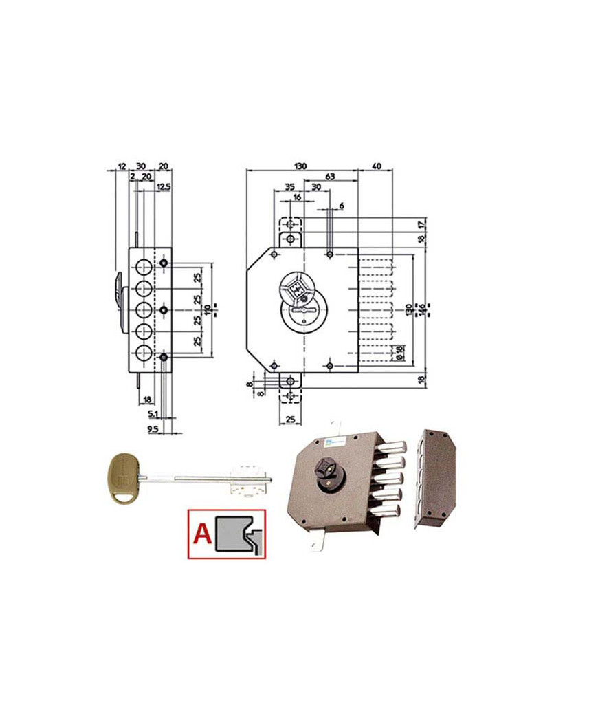 SERRATURA SIC.TRIPLICE DX DM         20520 MOTTURA