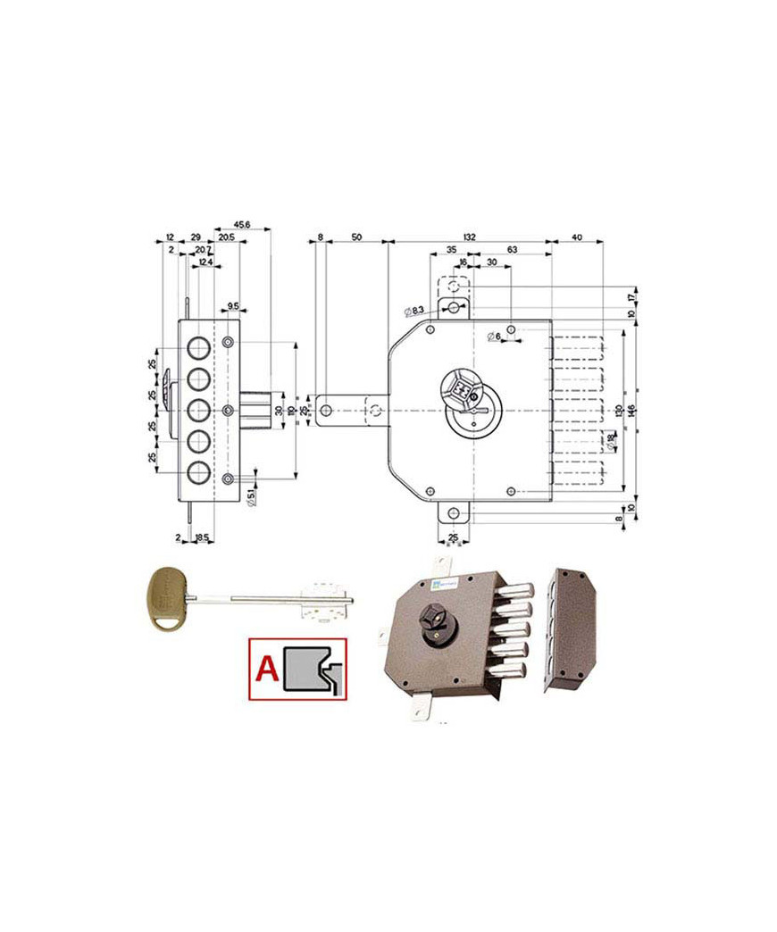 SERRATURA SIC.QUINTUPL.DX DM         20540 MOTTURA