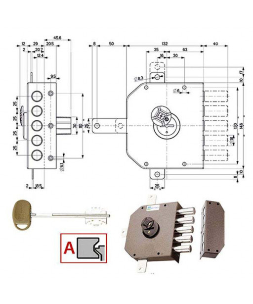 SERRATURA SIC.QUINTUPL.DX DM         20540 MOTTURA