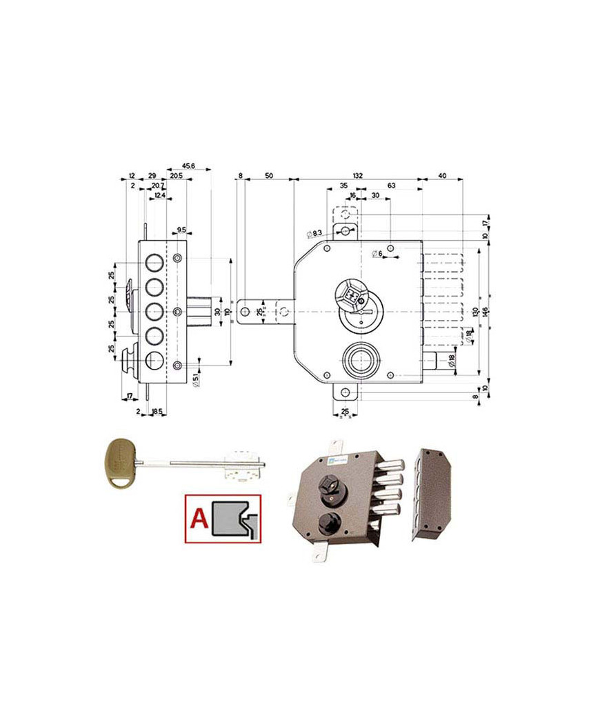 SERRATURA SIC.QUINTUPL.DX DM SCROCCO 20550 MOTTURA