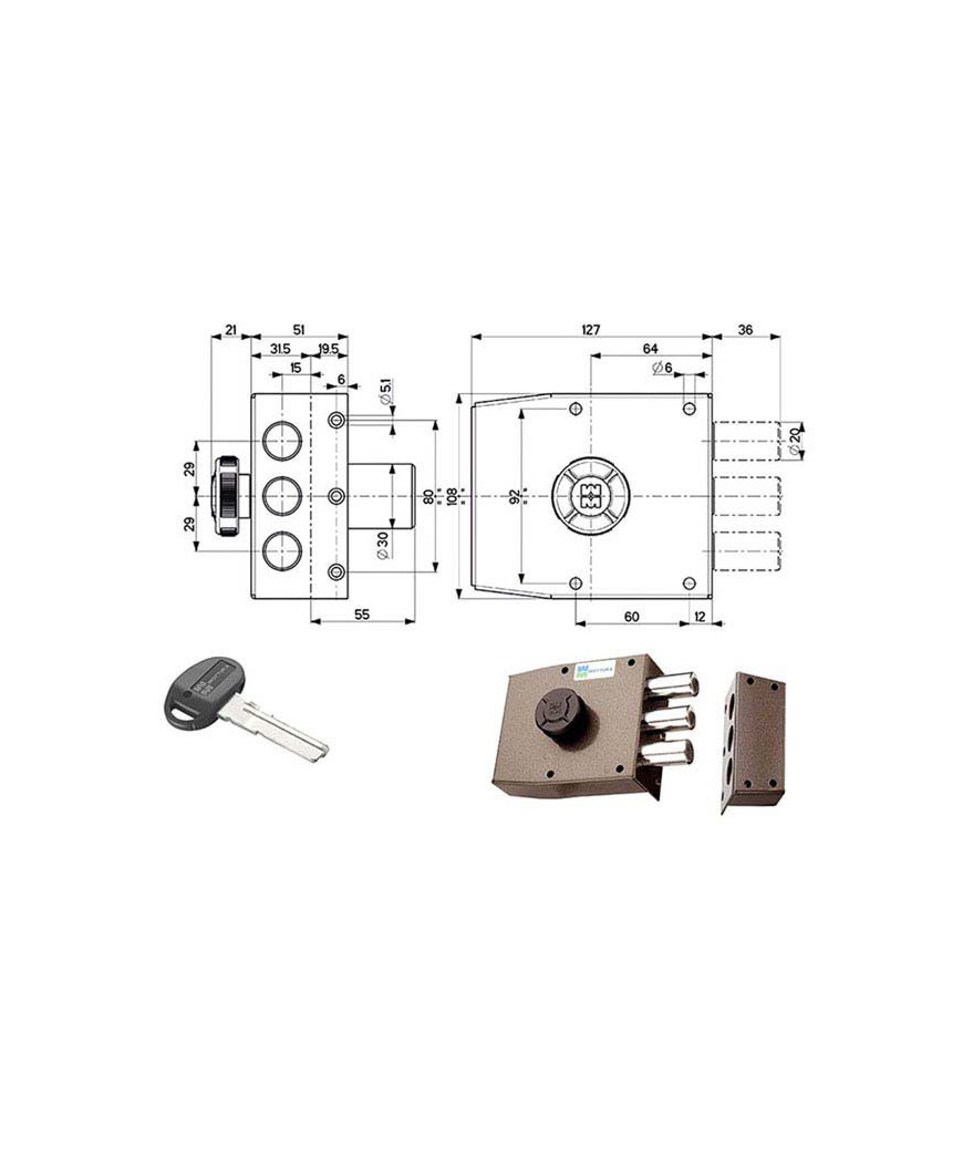 SERRATURA SIC.SEMPLICE DX POMPA      30401 MOTTURA