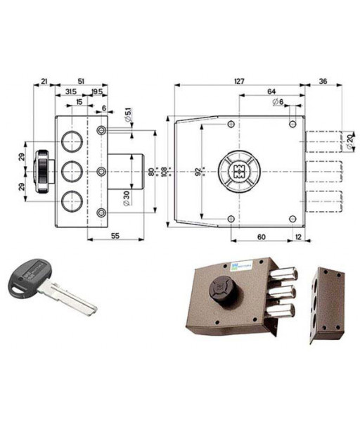 SERRATURA SIC.SEMPLICE DX POMPA      30401 MOTTURA