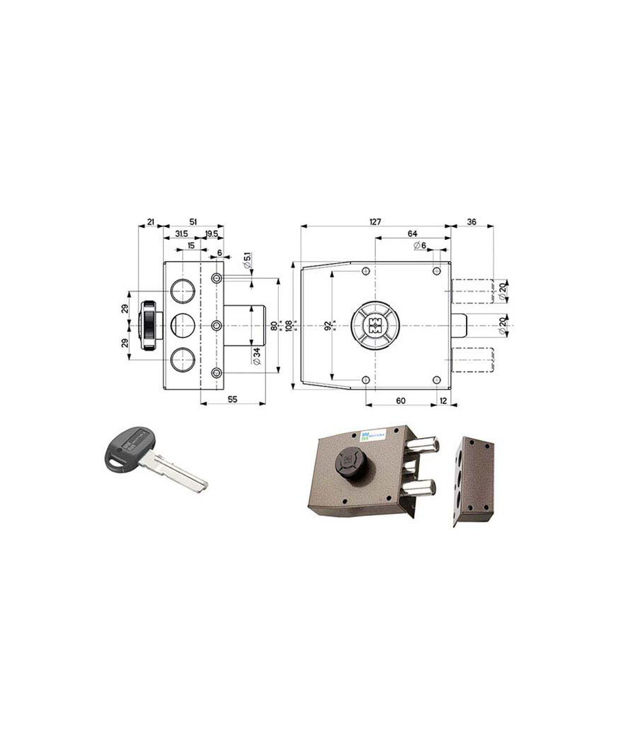 SERRATURA SIC.SEMPLICE DX POMPA      30411 MOTTURA