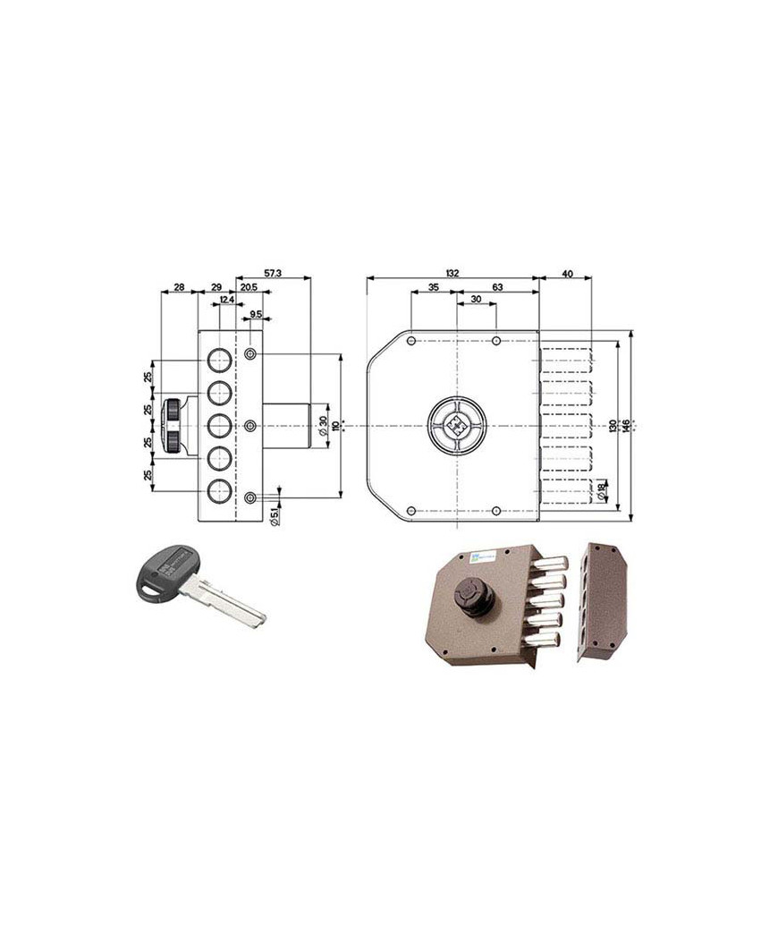 SERRATURA SIC.SEMPLICE DX POMPA      30601 MOTTURA