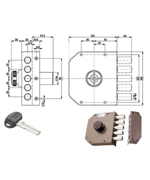 SERRATURA SIC.SEMPLICE SX POMPA      30601 MOTTURA