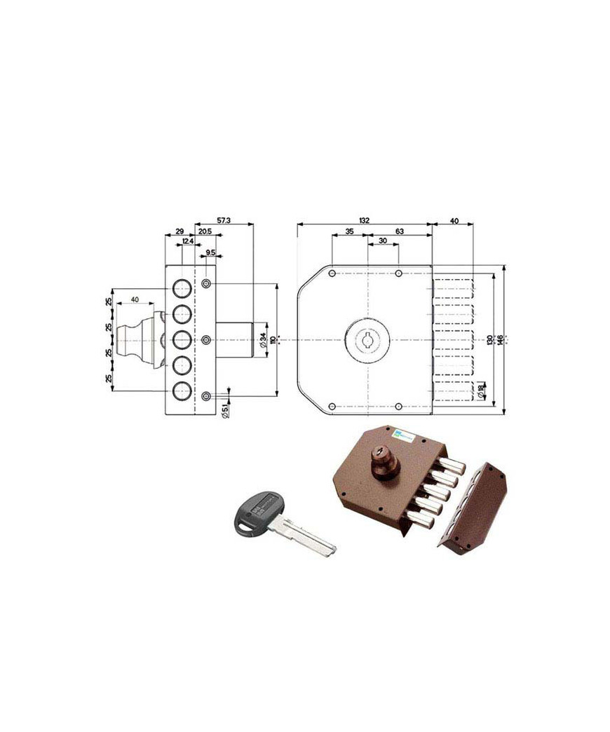 SERRATURA SIC.SEMPLICE DX POMPA      30602 MOTTURA