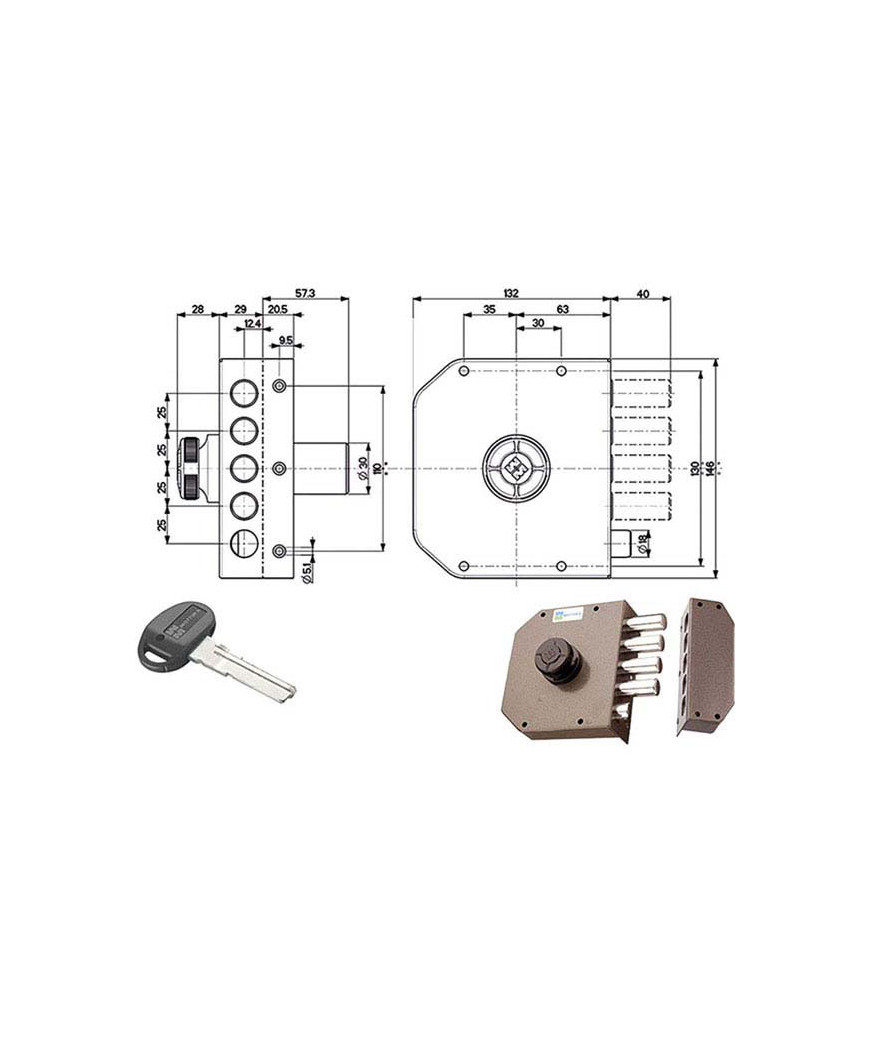 SERRATURA SIC.SEMPLICE DX POMPA      30611 MOTTURA