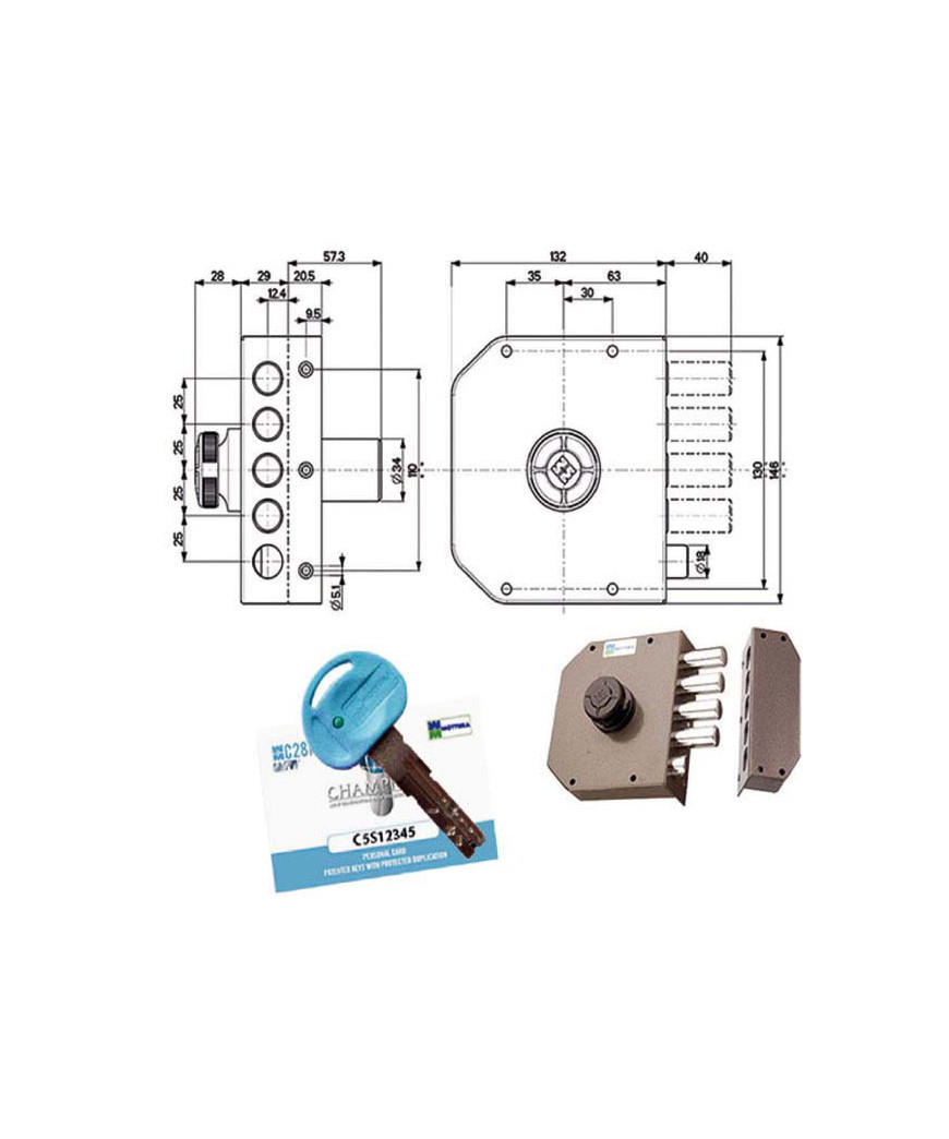 SERRATURA SIC.SEMPLICE SX POMPA      30611 MOTTURA