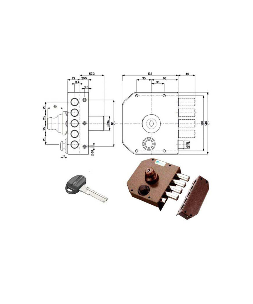 SERRATURA SIC.SEMPLICE DX POMPA      30612 MOTTURA