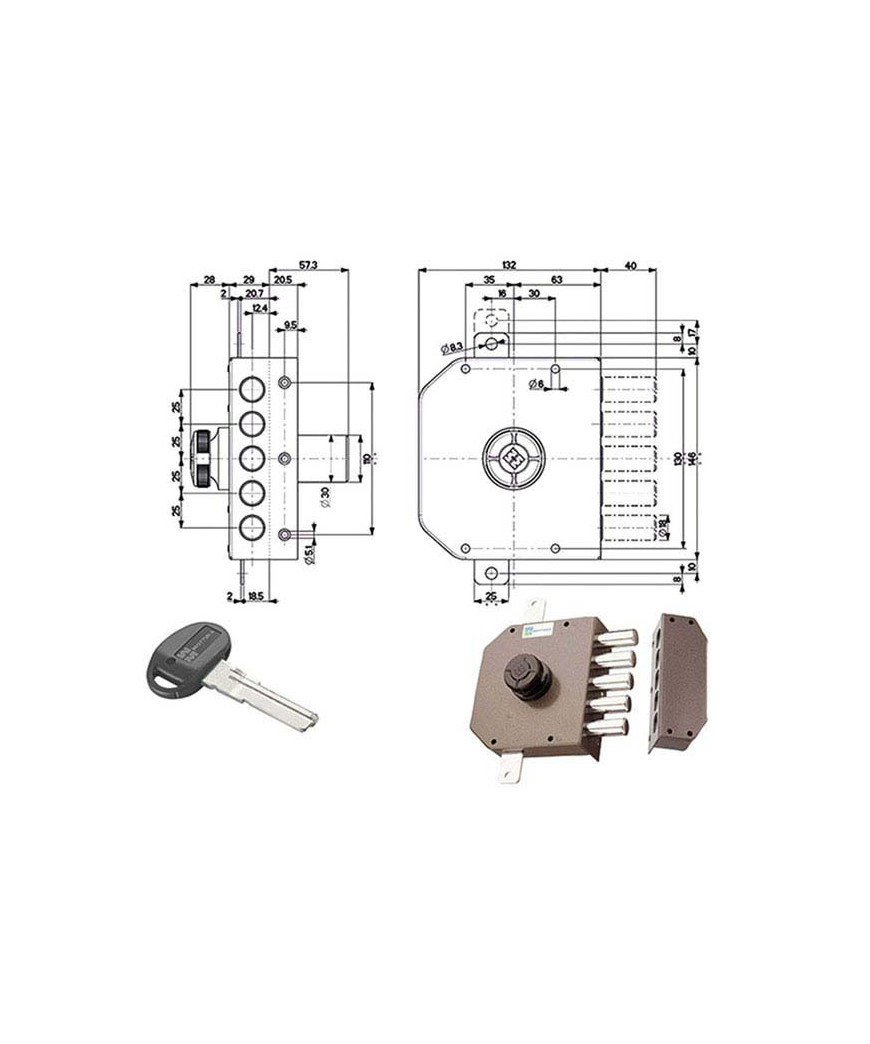 SERRATURA SIC.TRIPLICE DX POMPA      30621 MOTTURA