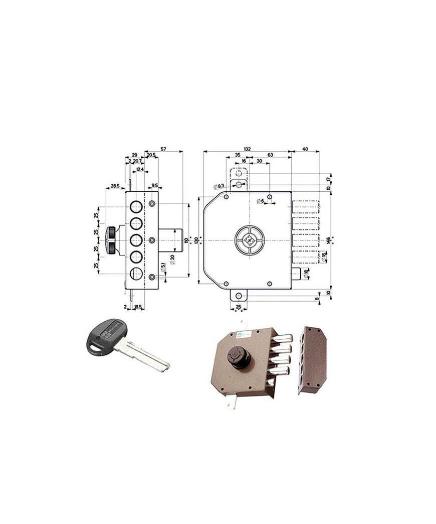 SERRATURA SIC.TRIPLICE DX POMPA      30631 MOTTURA