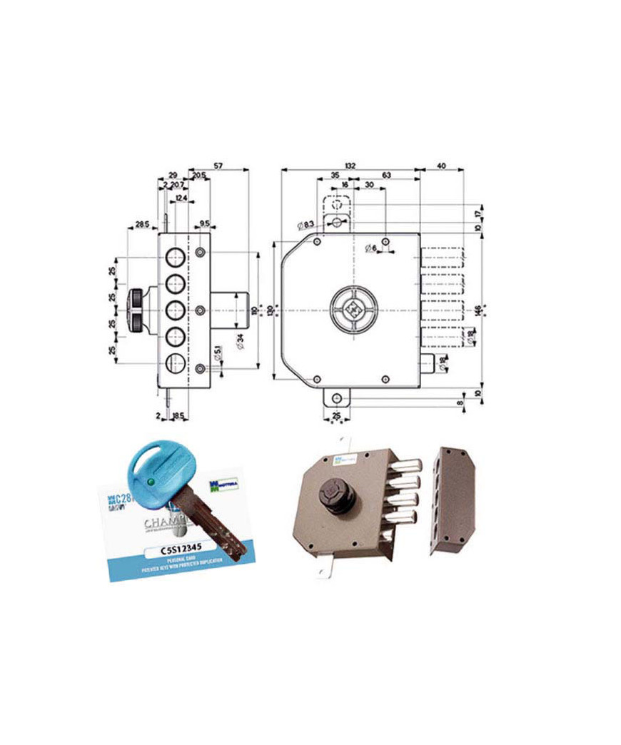 SERRATURA SIC.TRIPLICE DX POMPA      30631 MOTTURA