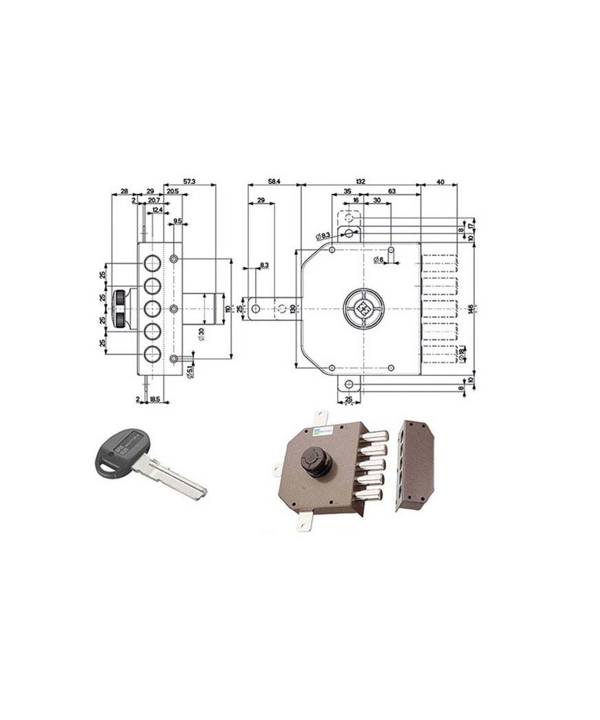 SERRATURA SIC.QUINTUPL.DX POMPA      30641 MOTTURA