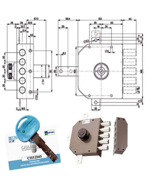 SERRATURA SIC.QUINTUPL.DX POMPA      30641 MOTTURA