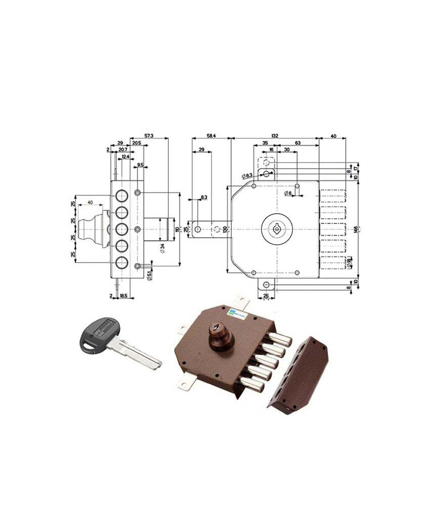 SERRATURA SIC.QUINTUPL.DX POMPA      30642 MOTTURA