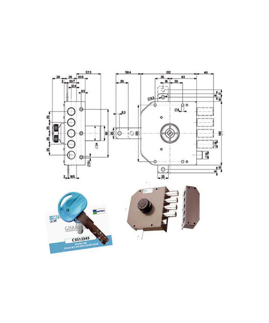 SERRATURA SIC.QUINTUPL.DX POMPA      30651 MOTTURA