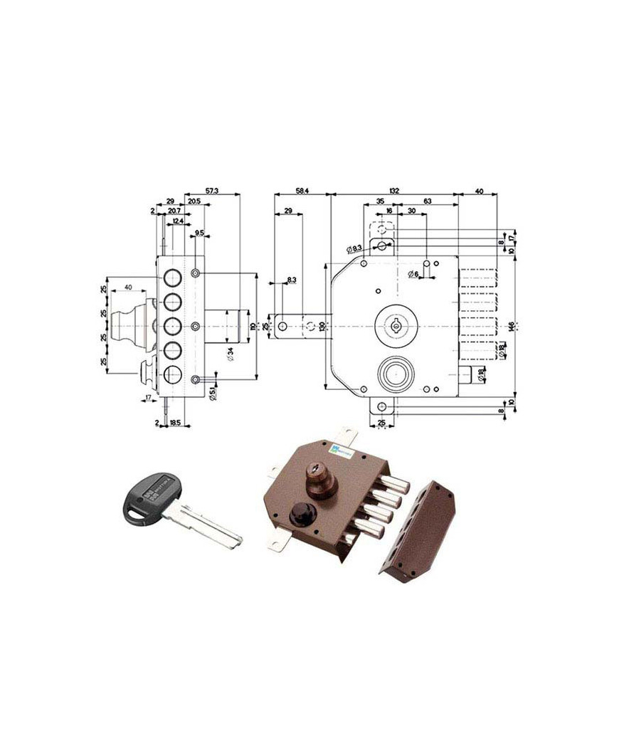 SERRATURA SIC.QUINTUPL.DX POMPA      30652 MOTTURA