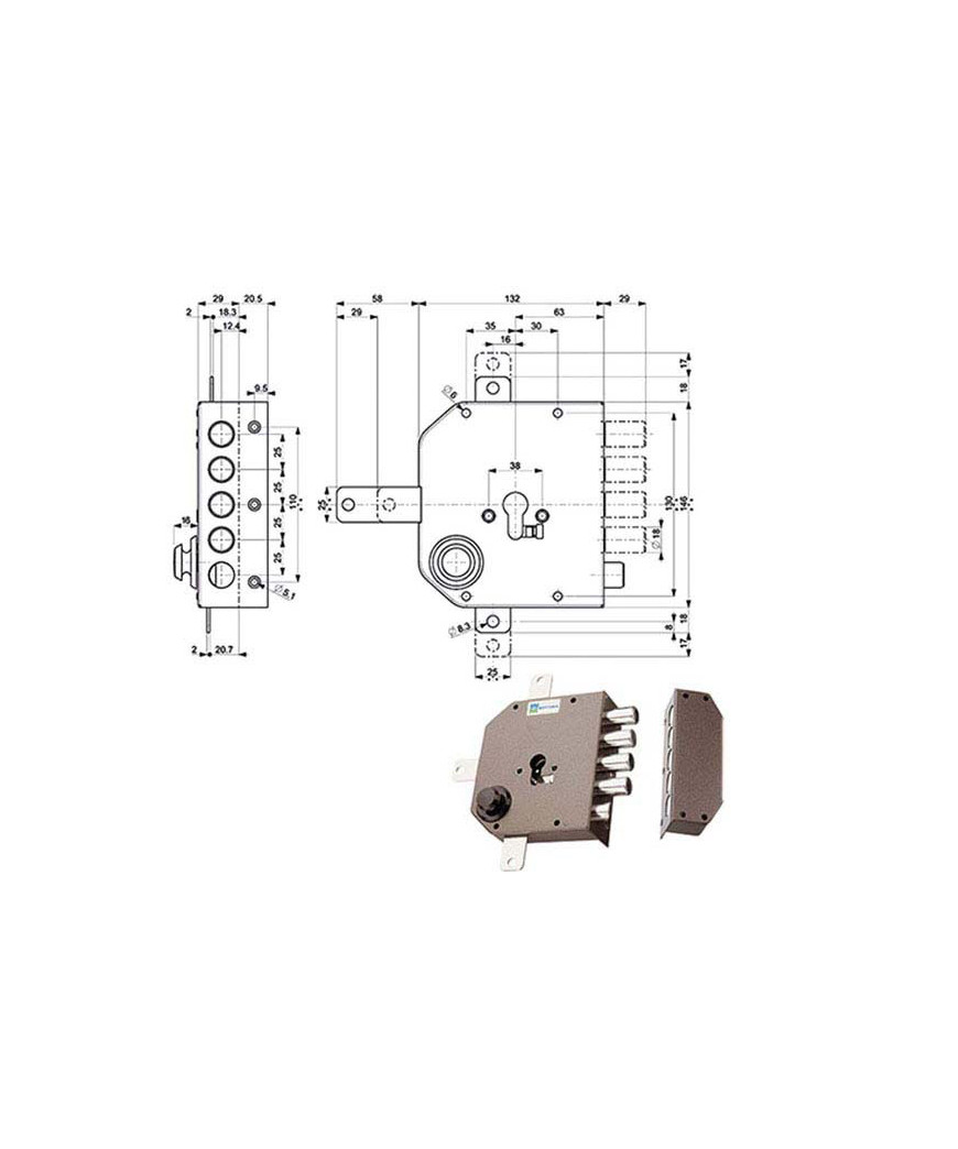 SERRATURA SIC.QUINTUPL.DX SCROCCO    38650 MOTTURA