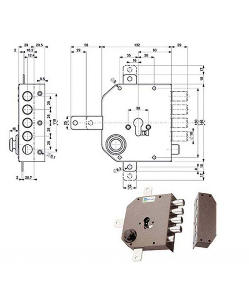 SERRATURA SIC.QUINTUPL.DX SCROCCO    38650 MOTTURA